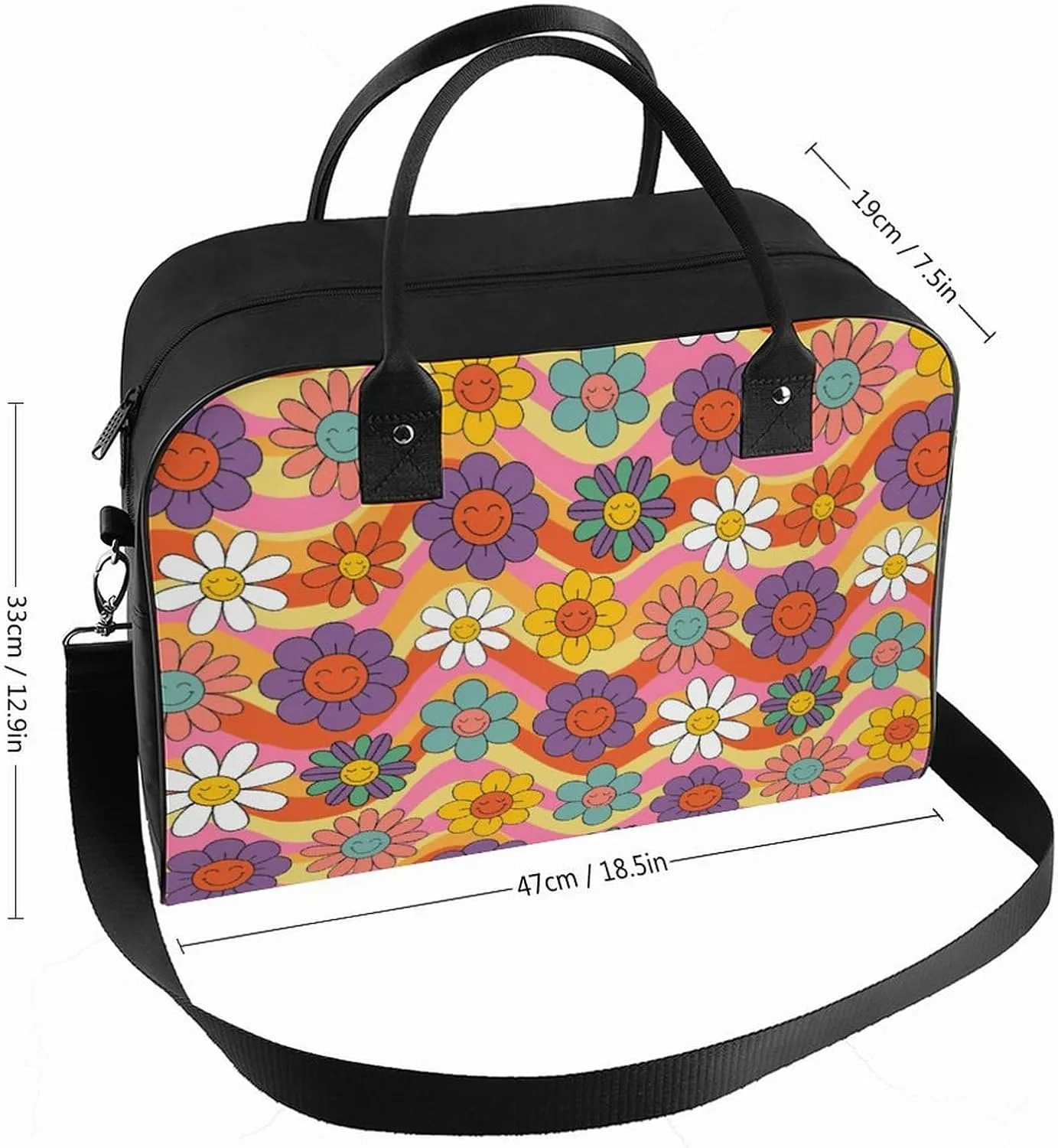 Adults High-capacity Nylon Rose Florals Simple Handbag for Journey 13" X 19" X 8"