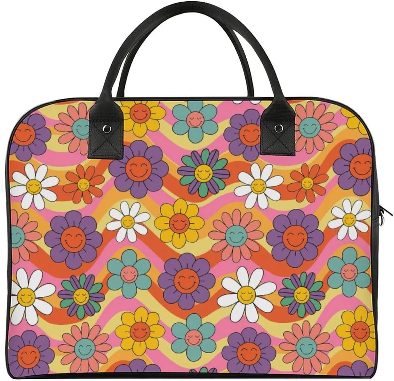 Adults High-capacity Nylon Rose Florals Simple Handbag for Journey 13" X 19" X 8"