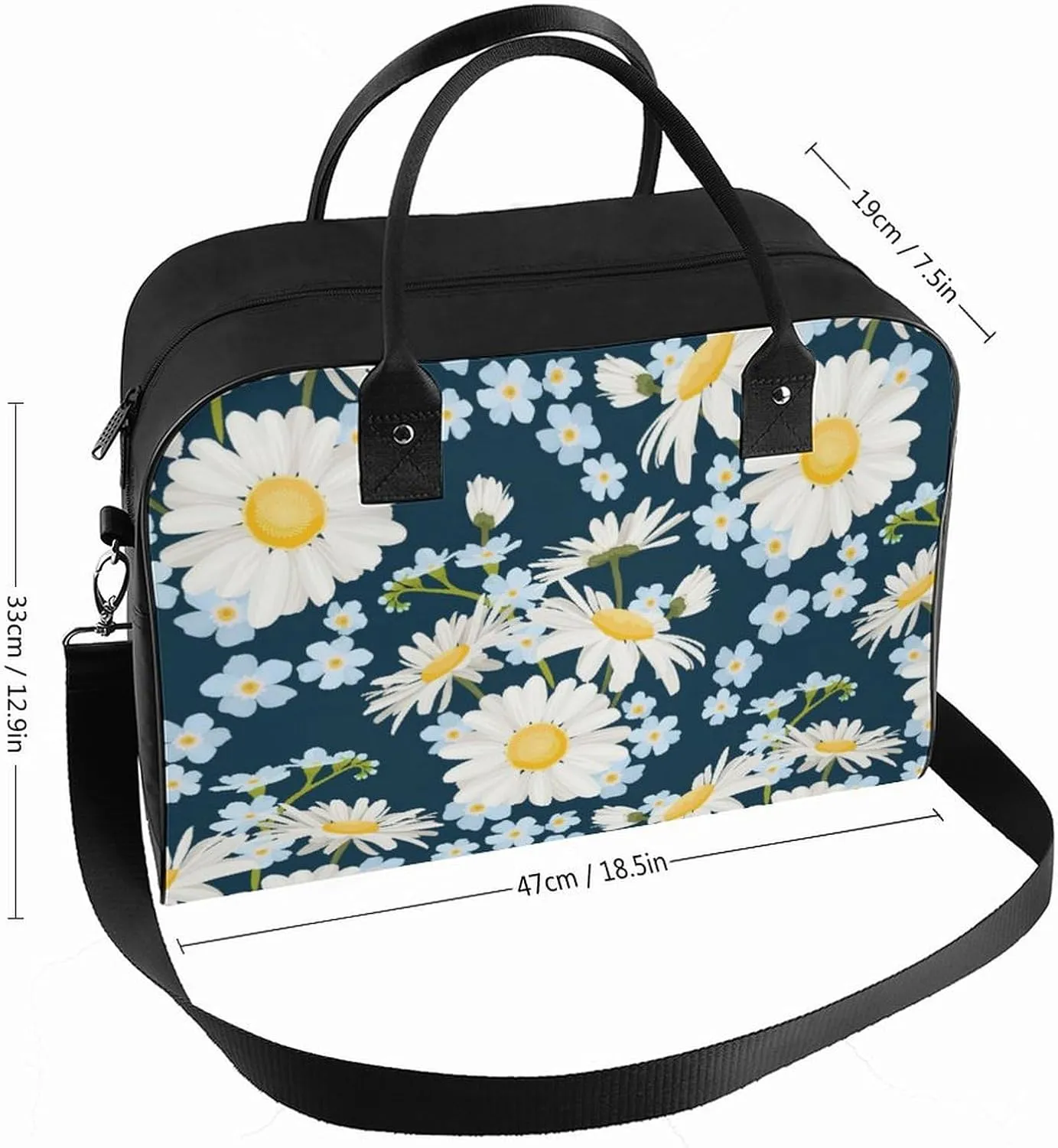 Adults Large Capacity Nylon White Centaurea Fashion Handbag for Journey 13" X 19" X 8"