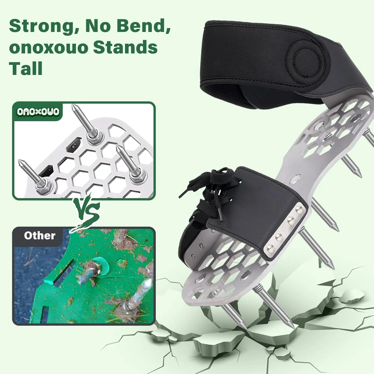 Aerator Shoes, Lawn Aerator Shoes for Grass with 5MM Metal Bottom, Aeration Shoes for Lawn with Adaptable Straps for All Shoe Sizes, Aerating Shoes for Lawn, Fully Assembled - Black