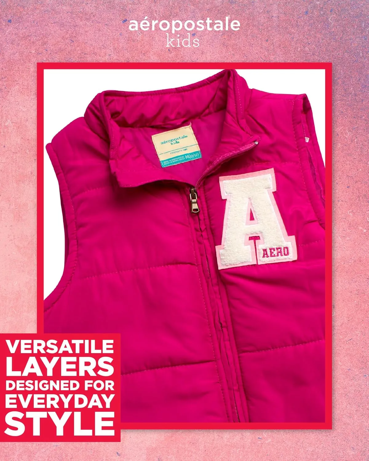AEROPOSTALE Girls' Legging Set - 3 Piece Long Sleeve Shirt, Cargo Puffer Vest, and Flare Leggings with Applique Patches 4-12