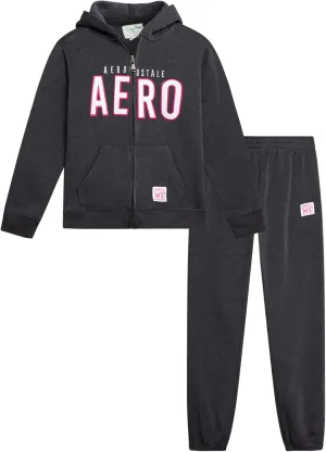 AEROPOSTALE Girls' Sweatsuit Set - 2 Piece Fleece Zip Up Hoodie and Jogger Sweatpants - Cozy Activewear Set for Girls (4-16)