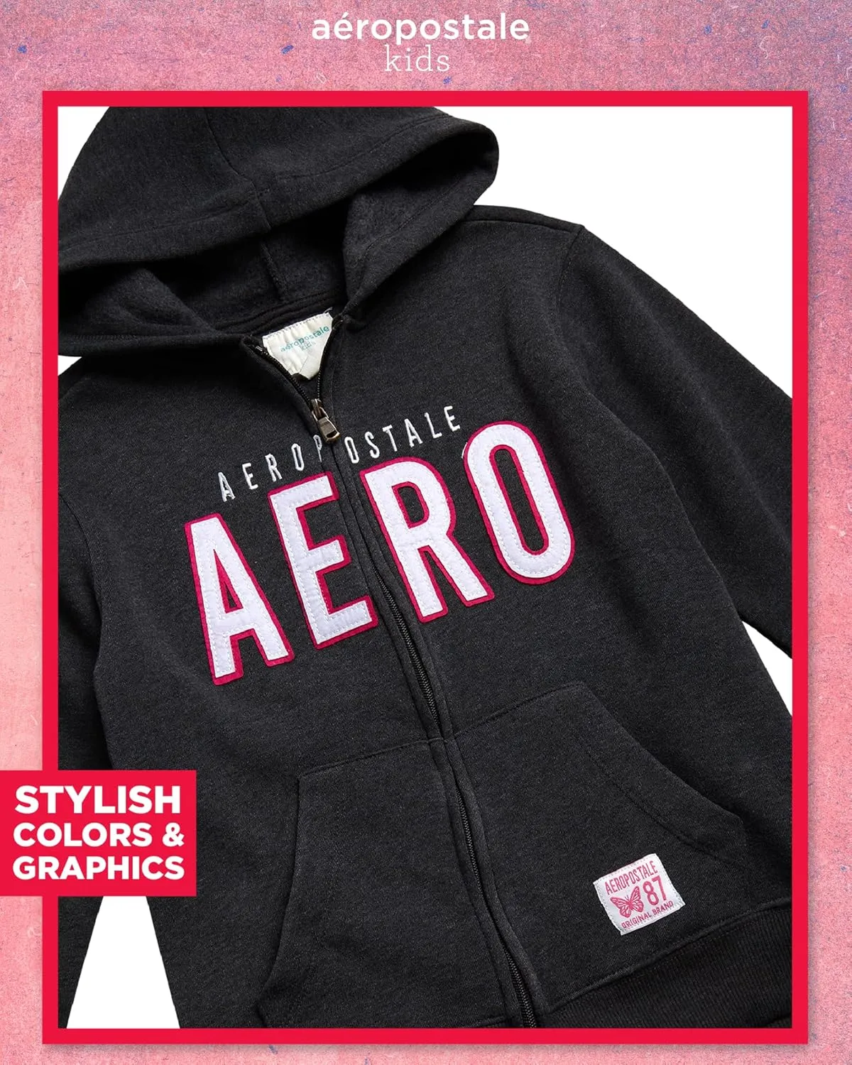 AEROPOSTALE Girls' Sweatsuit Set - 2 Piece Fleece Zip Up Hoodie and Jogger Sweatpants - Cozy Activewear Set for Girls (4-16)