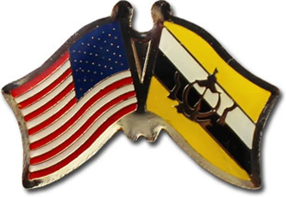 AES Wholesale Pack of 6 USA American & Brunei Country Flag Bike Hat Cap lapel Pin