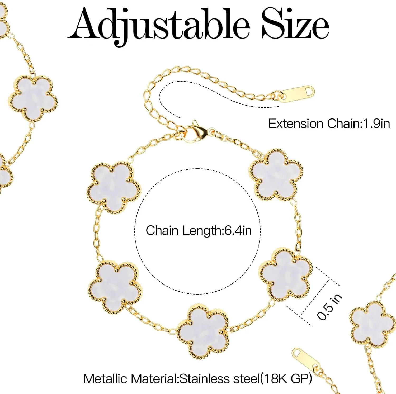 AICase 18K Gold Plated Clover Bracelet Dupes Bracelet Set for Women Flower Leaf Lucky Clover Bracelets Trendy Jewelry Birthday Gifts for Women/MoM/Friends