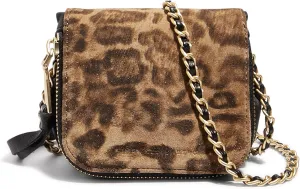 Aimee Kestenberg Moon & Back Mini Crossbody Bag for Women - Small Leather Crossbody Purse - Leather Woven Chain Strap