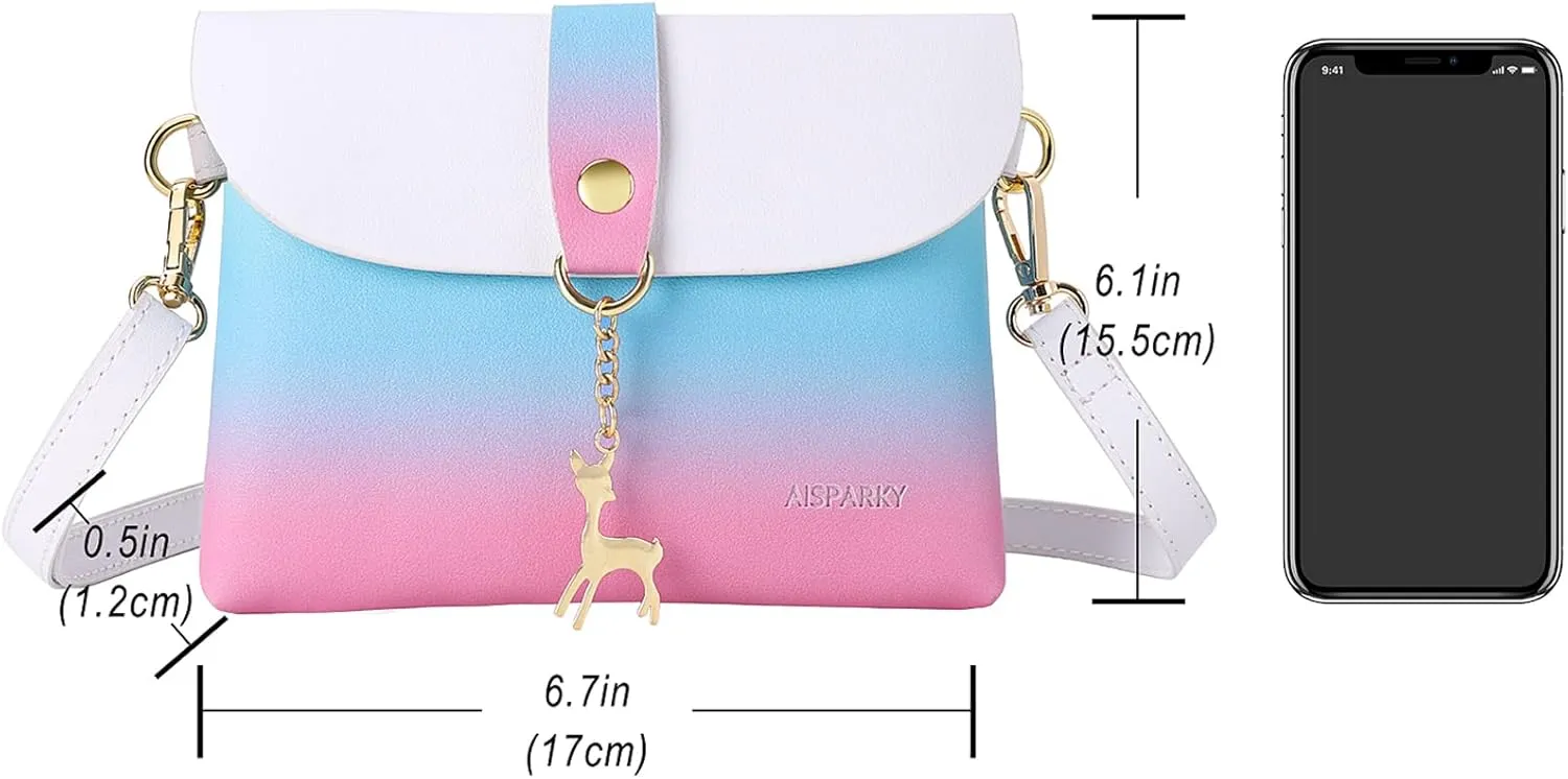 AISPARKY Small Crossbody Purse, PU Leather Small Purse for Girls With Pendant With Strap/Gold Chain Strap