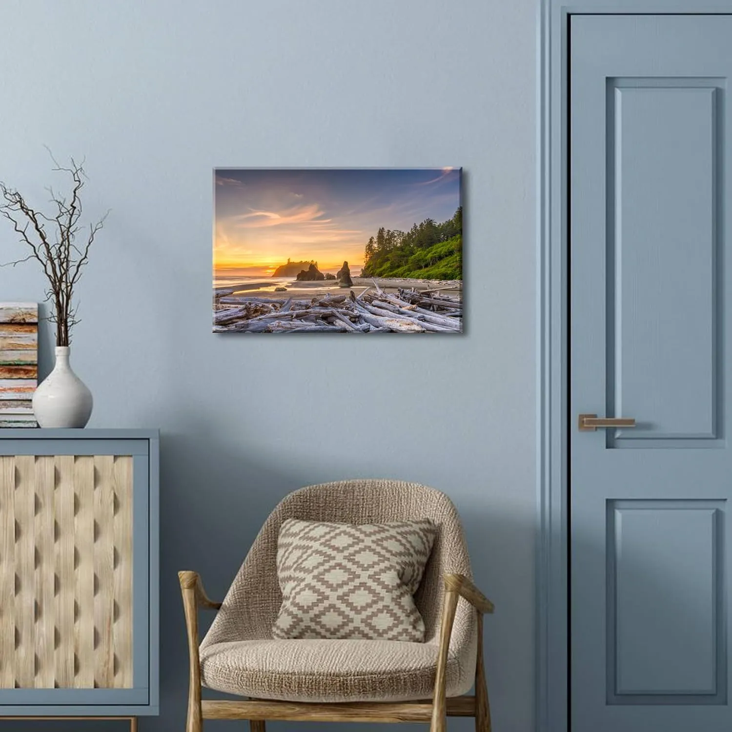 AIYISU Beach Canvas Wall Art National Park Posters Wall Decor Sunset Coastal Bathroom Decor Washington Olympic Beach Landscape Canvas Prints Painting for Living Room Bedroom Home Decoration 16x24