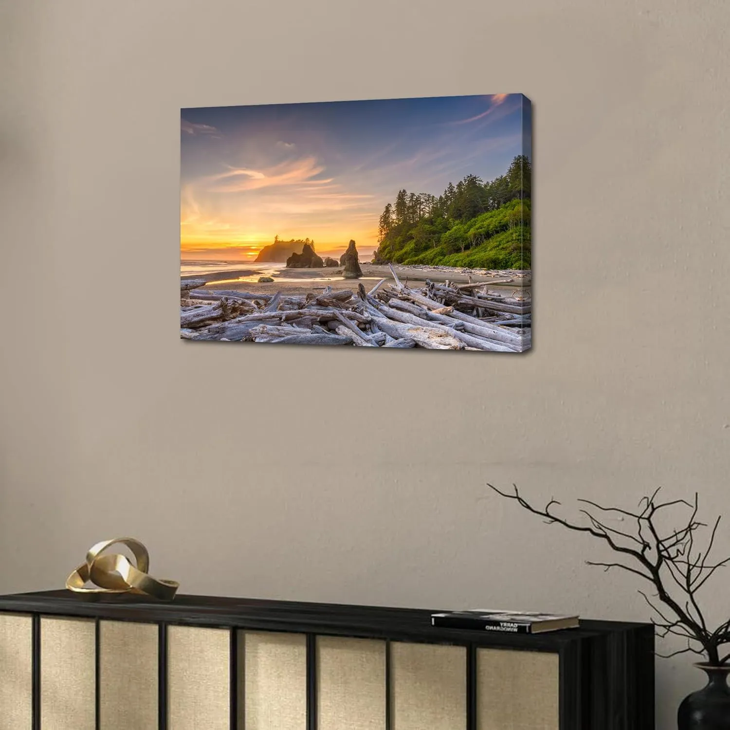 AIYISU Beach Canvas Wall Art National Park Posters Wall Decor Sunset Coastal Bathroom Decor Washington Olympic Beach Landscape Canvas Prints Painting for Living Room Bedroom Home Decoration 16x24