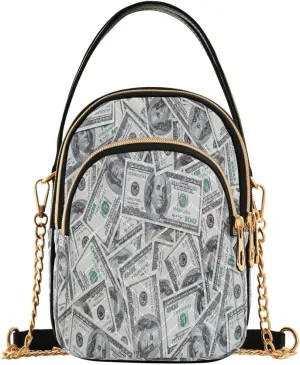 ALAZA 100 Dollar Bills Crossbody Bag Small Shoulder Handbags Leather Purse for Women
