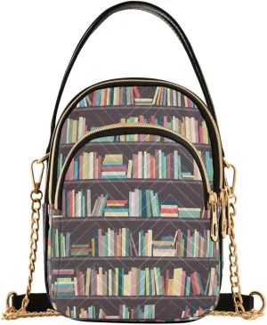 ALAZA Library Bookshelf Old Stylish Crossbody Bag Small Shoulder Handbags Leather Purse for Women