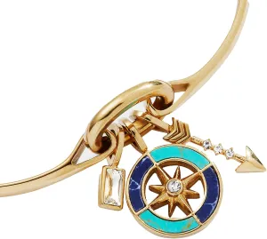 Alex and Ani New Beginnings Multicharm Interchangeable Bolo Bracelet:Stainless Steel Gold:Blue