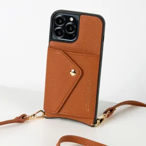 Alexander Michael Caviar Phone Case and Wallet with 2 Straps in Premium Leather, Anti-Theft Phone Crossbody (Luxe Tan, iPhone 14 Pro Max)