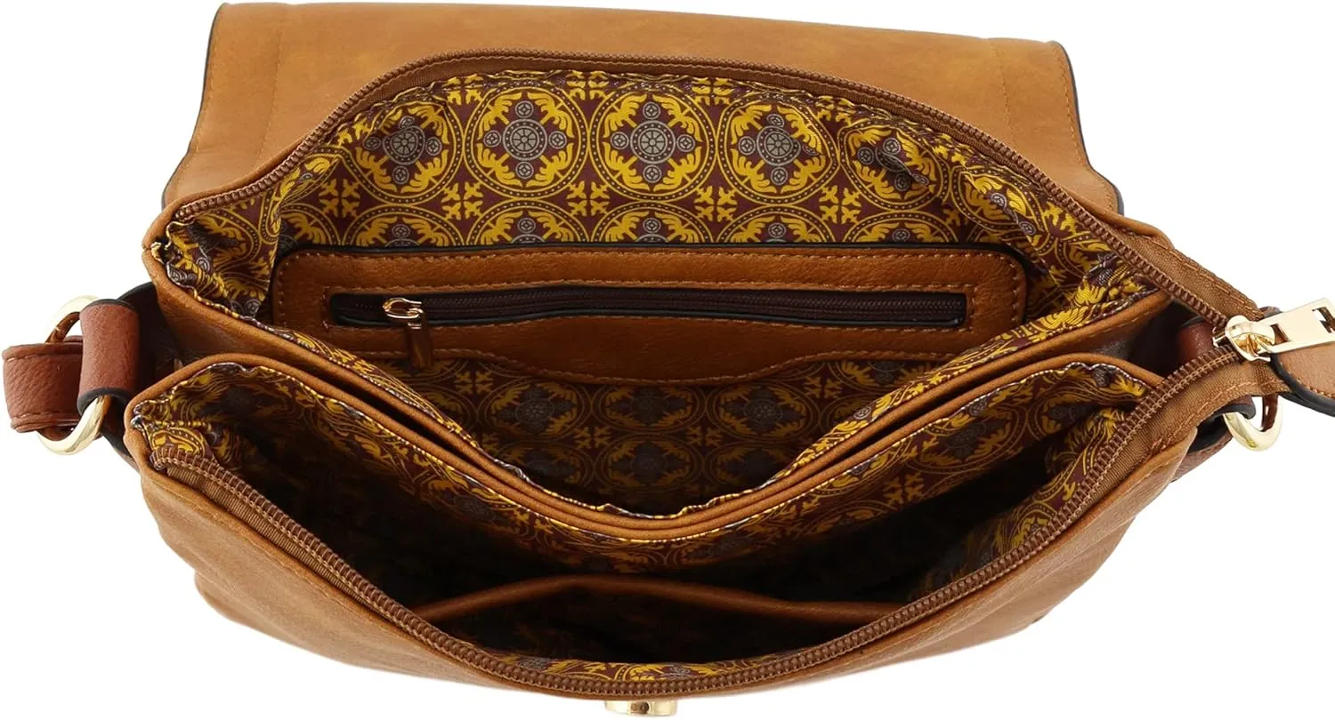 ALYSSA Double Compartment Large Flapover Crossbody Bag