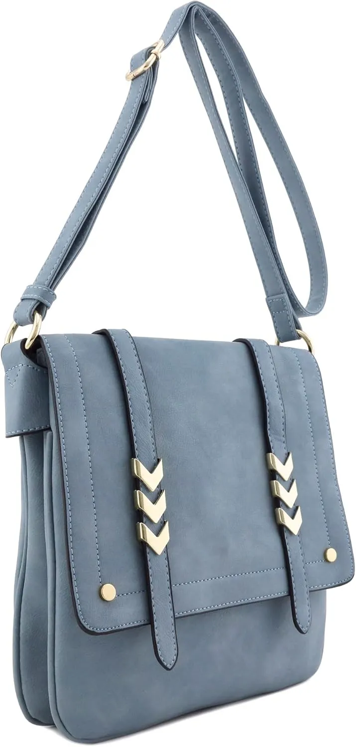 ALYSSA Double Compartment Large Flapover Crossbody Bag