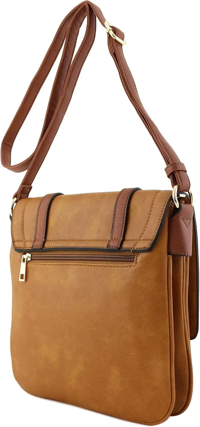 ALYSSA Double Compartment Large Flapover Crossbody Bag