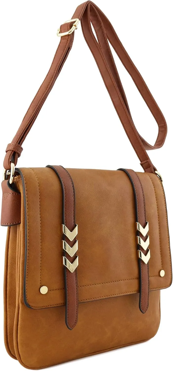 ALYSSA Double Compartment Large Flapover Crossbody Bag