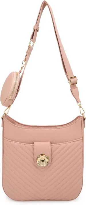 ALYSSA Quilted Crossbody Bag for Women Vegan Leather Hobo Handbag Wallet Set Shoulder Bag With Coin Purse Pouch
