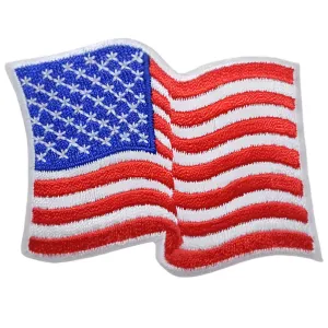 American Flag, Wavy USA Embroidered Patch — Iron On