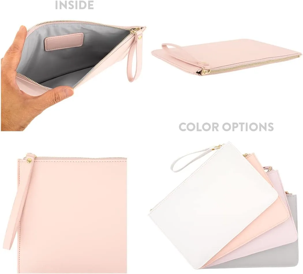Andaz Press Personalized Vegan Leather Wristlet Clutch Purse Pouch Bag for Women, Bridesmaid Proposal Gifts Minimal Custom Name Cosmetic Bag for Wedding Bachelorette Bridal Shower Bridal Party, 1-Pack