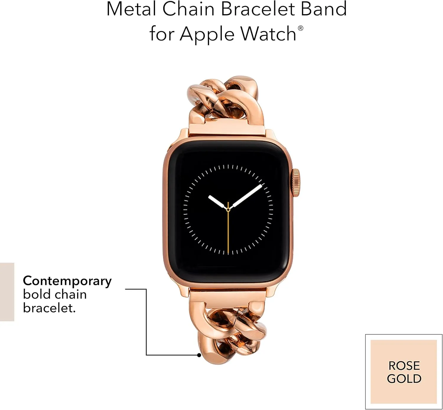 Anne Klein Fashion Chain Bracelet for Apple Watch, Secure, Adjustable, Apple Watch Replacement Band, Fits Most Wrists