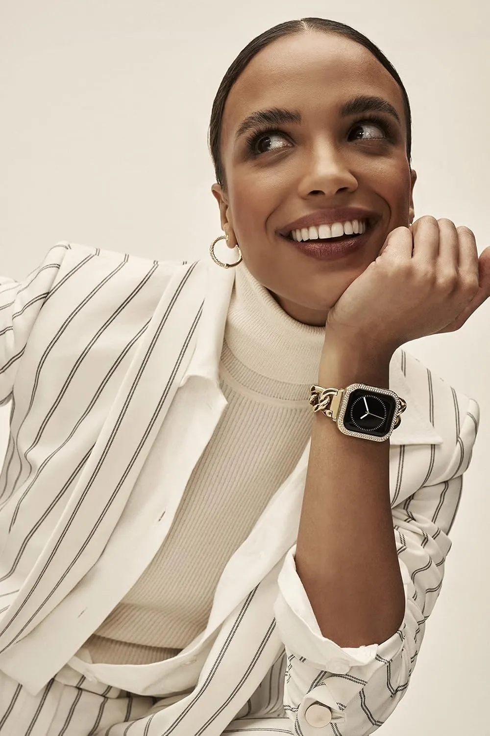 Anne Klein Fashion Chain Bracelet for Apple Watch, Secure, Adjustable, Apple Watch Replacement Band, Fits Most Wrists