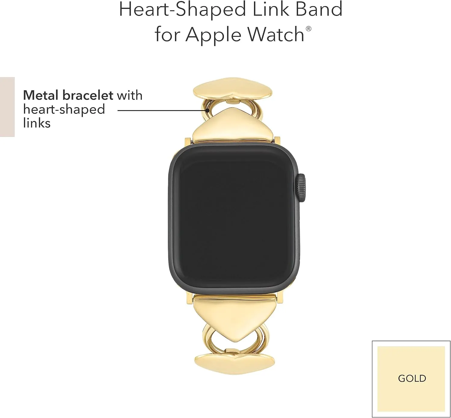 Anne Klein Heart Link Chain Bracelet for Apple Watch Secure, Adjustable, Apple Watch Band Replacement, Fits Most Wrists