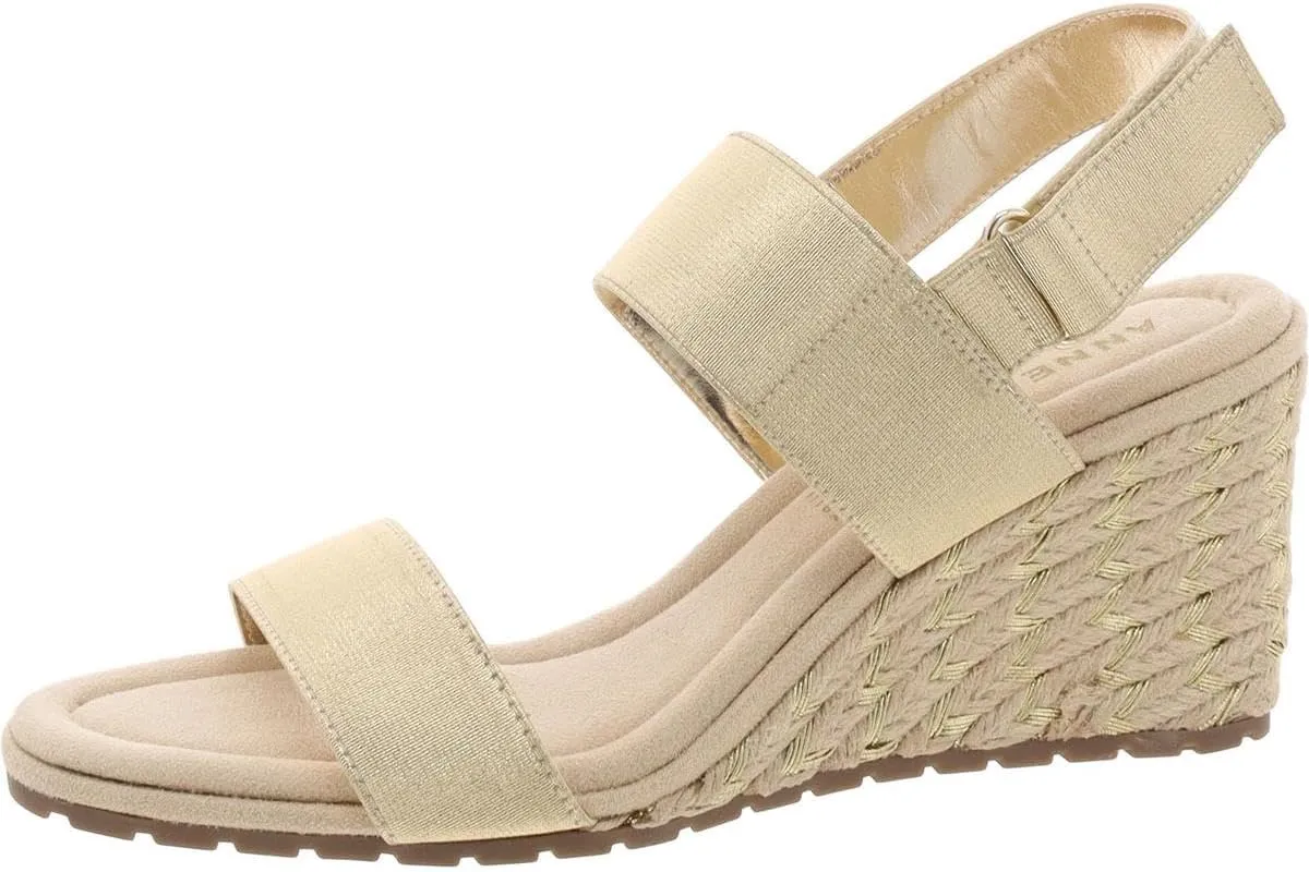 Anne Klein Womens Sly Canvas Dressy Wedge Sandals
