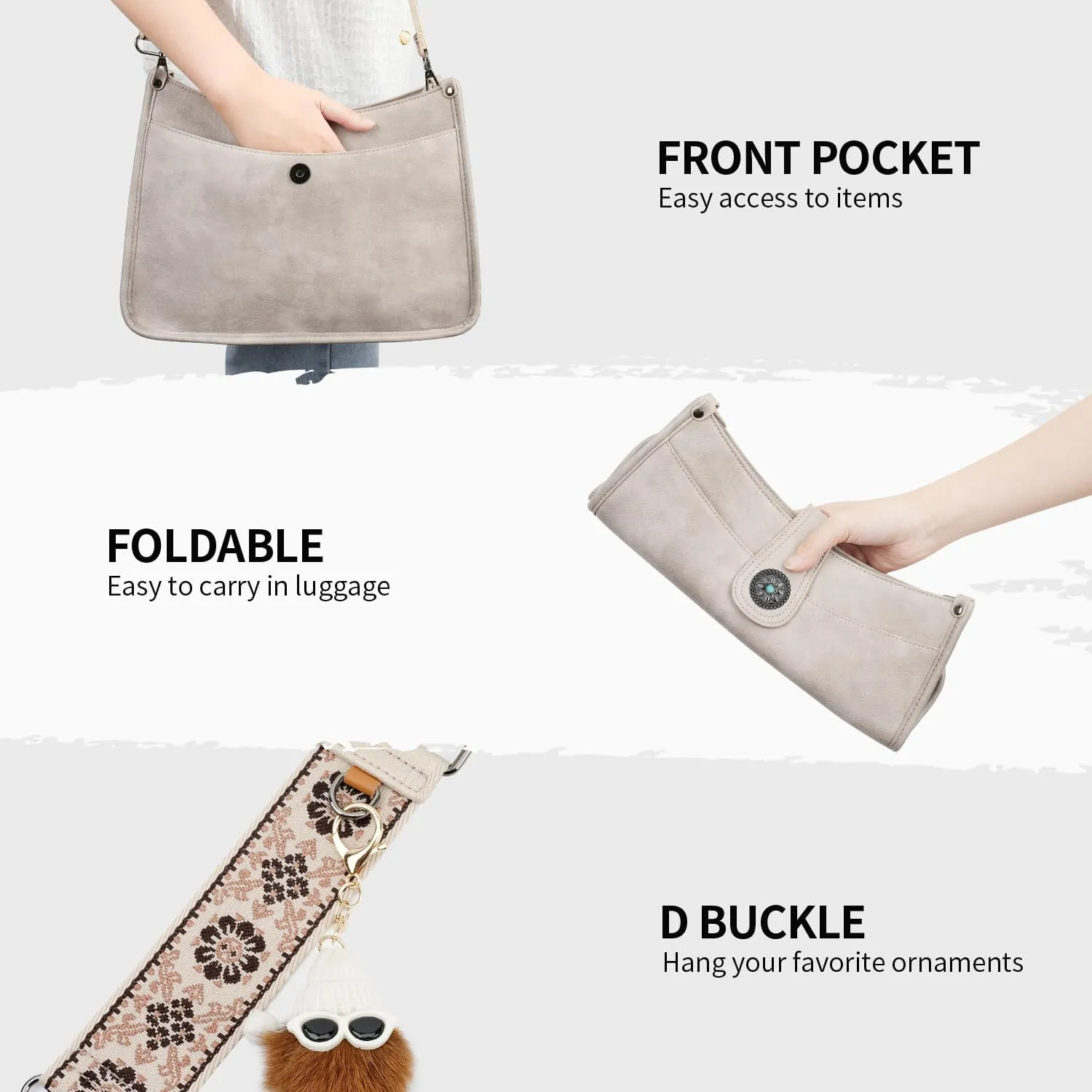 APHISON Crossbody Bags For Women Trendy 2PCS Vegan Leather Hobo Handbags Purses Wallet Set Shoulder Bucket Bag with 2 Strap