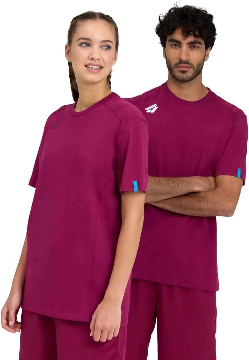 ARENA Team Unisex Panel Cotton T-Shirt Short Sleeve Crew Neck Regular Fit Workout Top Men's and Women's Active Tee