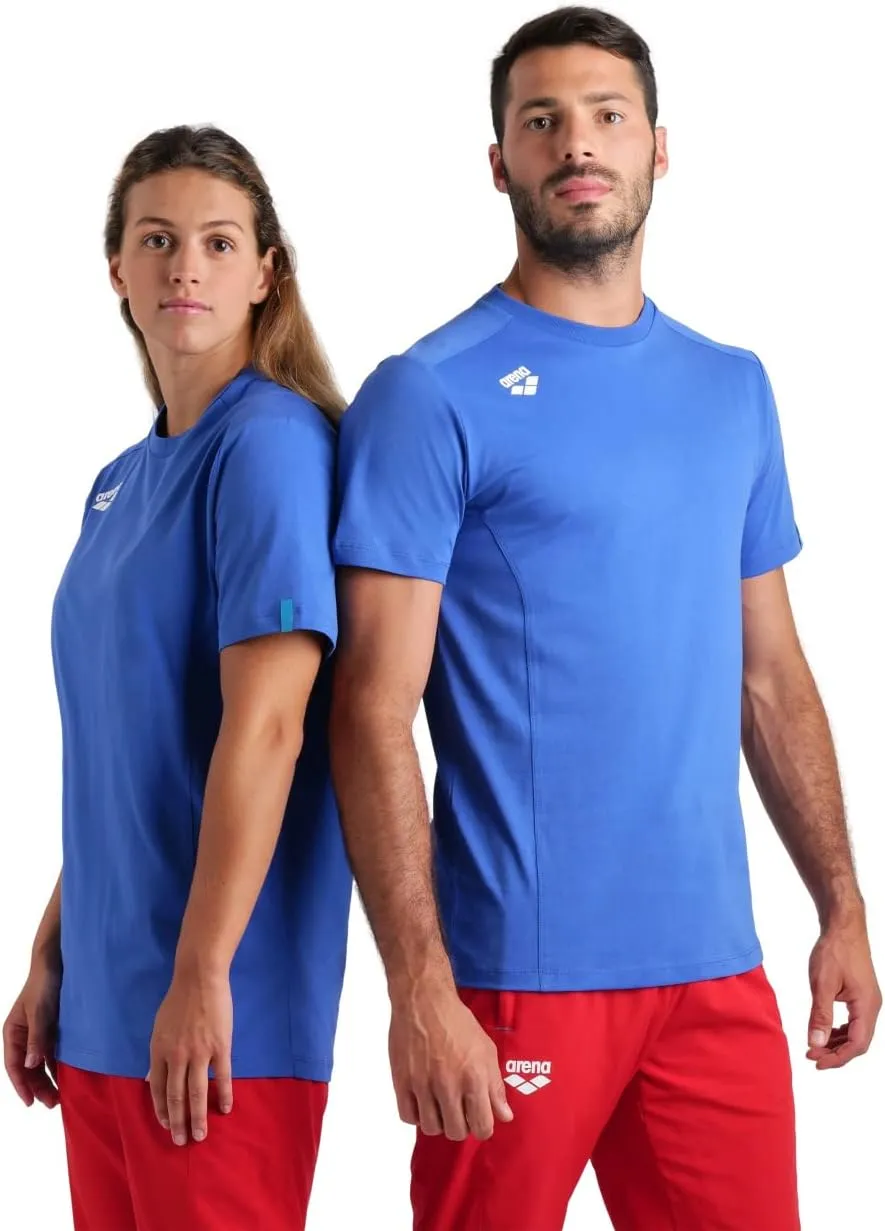 ARENA Team Unisex Panel Cotton T-Shirt Short Sleeve Crew Neck Regular Fit Workout Top Men's and Women's Active Tee