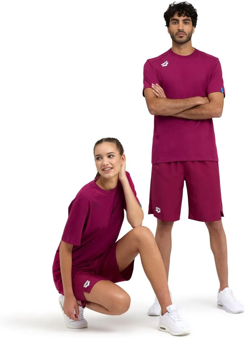 ARENA Team Unisex Panel Cotton T-Shirt Short Sleeve Crew Neck Regular Fit Workout Top Men's and Women's Active Tee