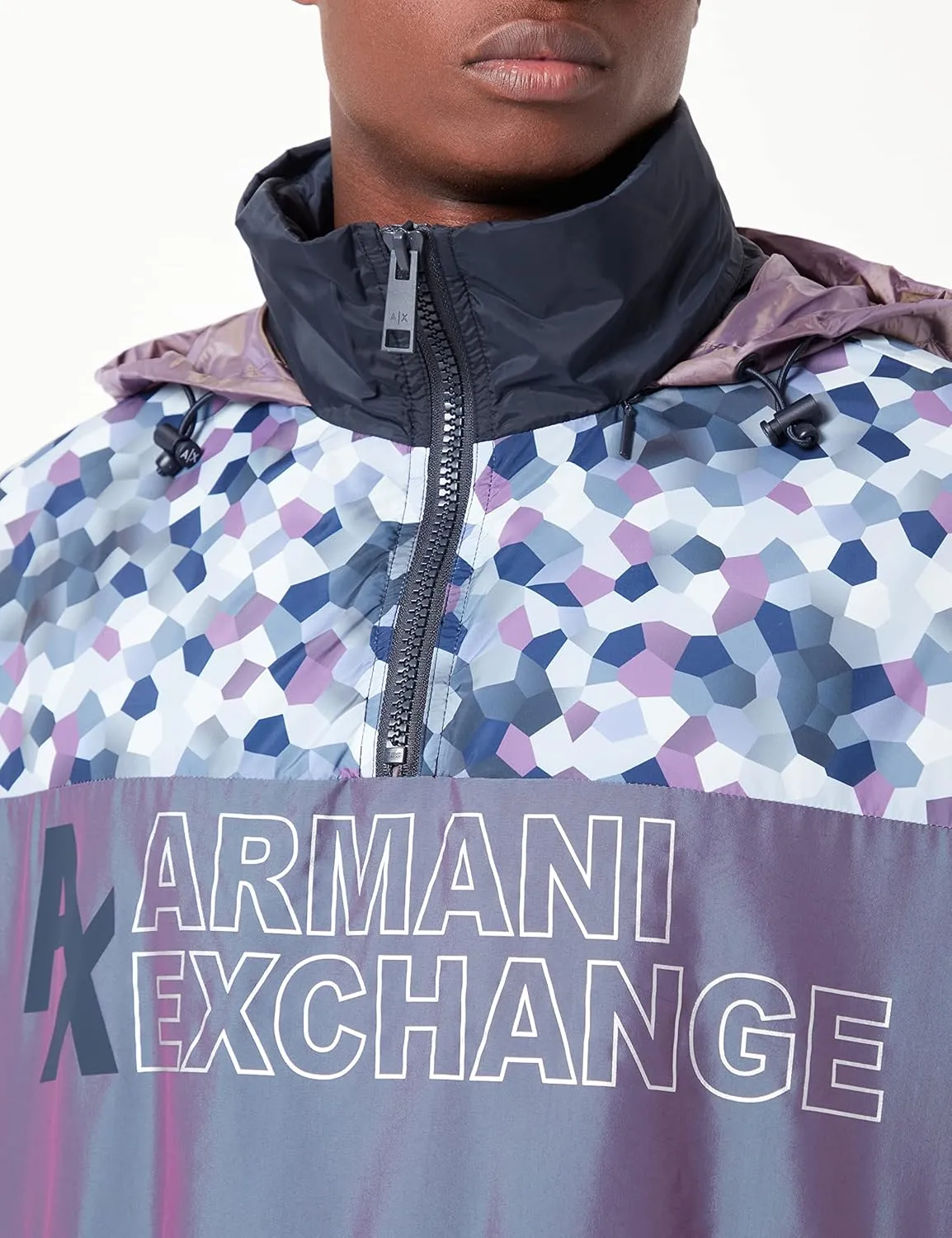 Armani Exchange Men's Color Blocked Logo Pullover Warm-up Jacket