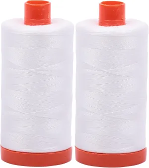 Aurifil Mako 50wt Thread 2 Large Spools: Natural White (2021x2)