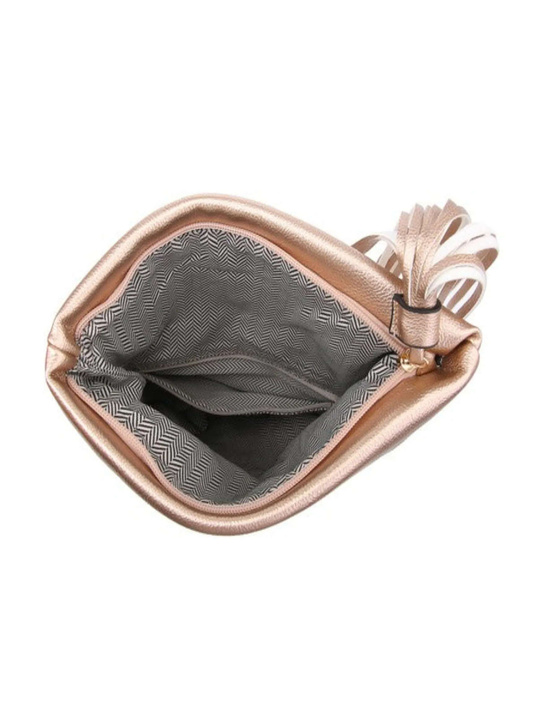 Austin Flapover Tassel Crossbody/Clutch, Brown