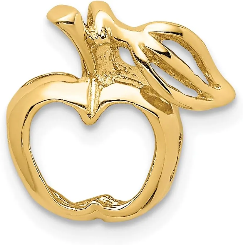 Avariah Solid 14K Yellow Gold Polished Cut-out Apple Chain Slide