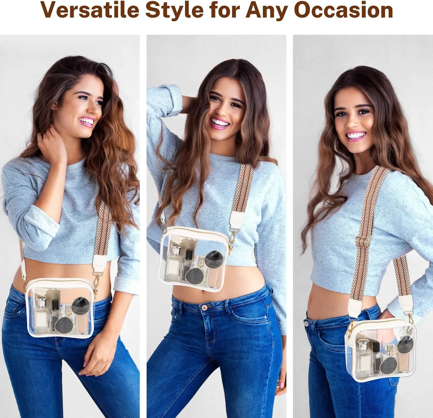 Aveniee Clear Bag Stadium Approved, Clear Purses for Women, Crossbody Bag for Concerts with Adjustable Strap