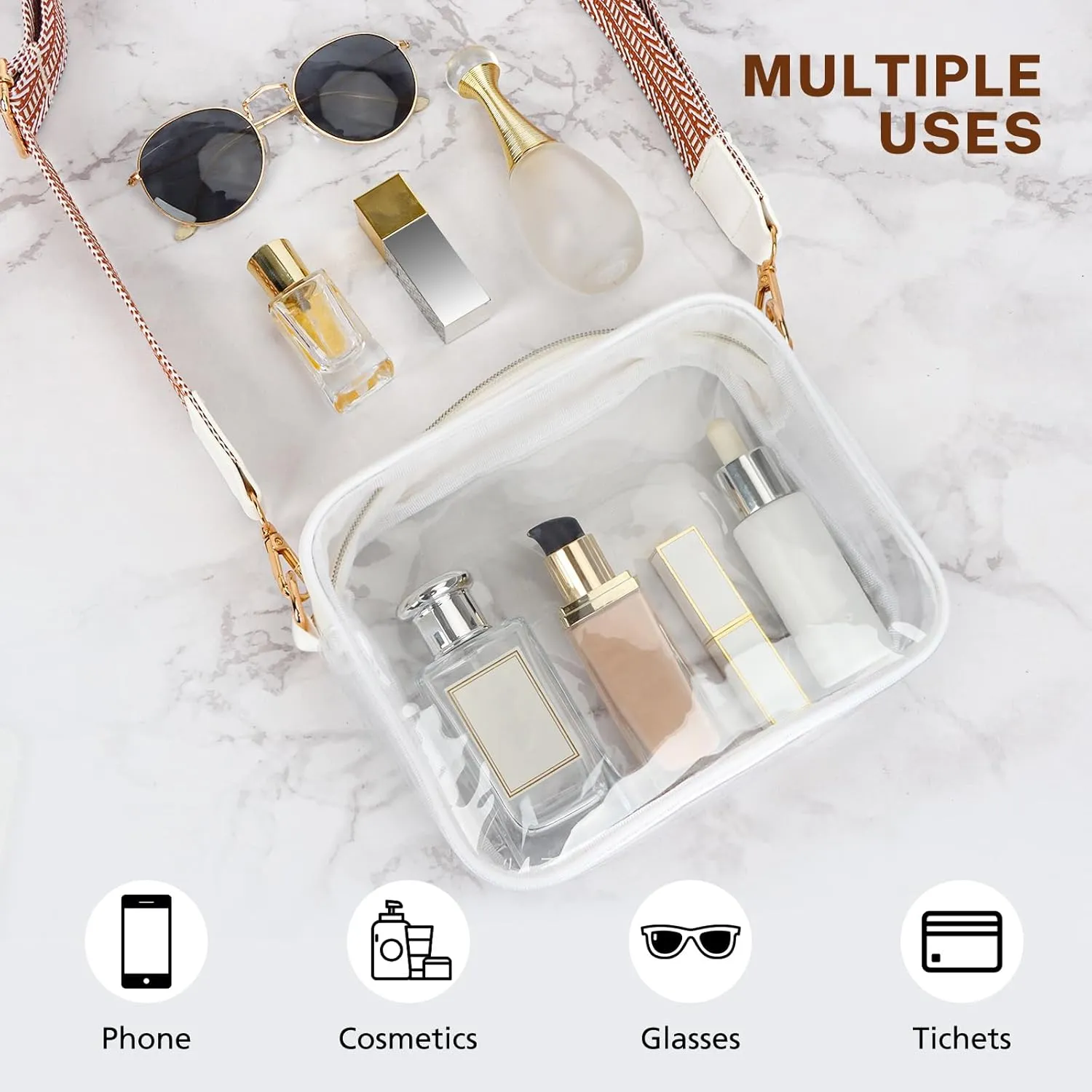 Aveniee Clear Bag Stadium Approved, Clear Purses for Women, Crossbody Bag for Concerts with Adjustable Strap
