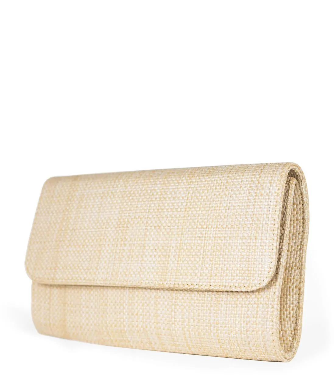 Avery  Straw Clutch - Natural Shell with Natural Raffia Round