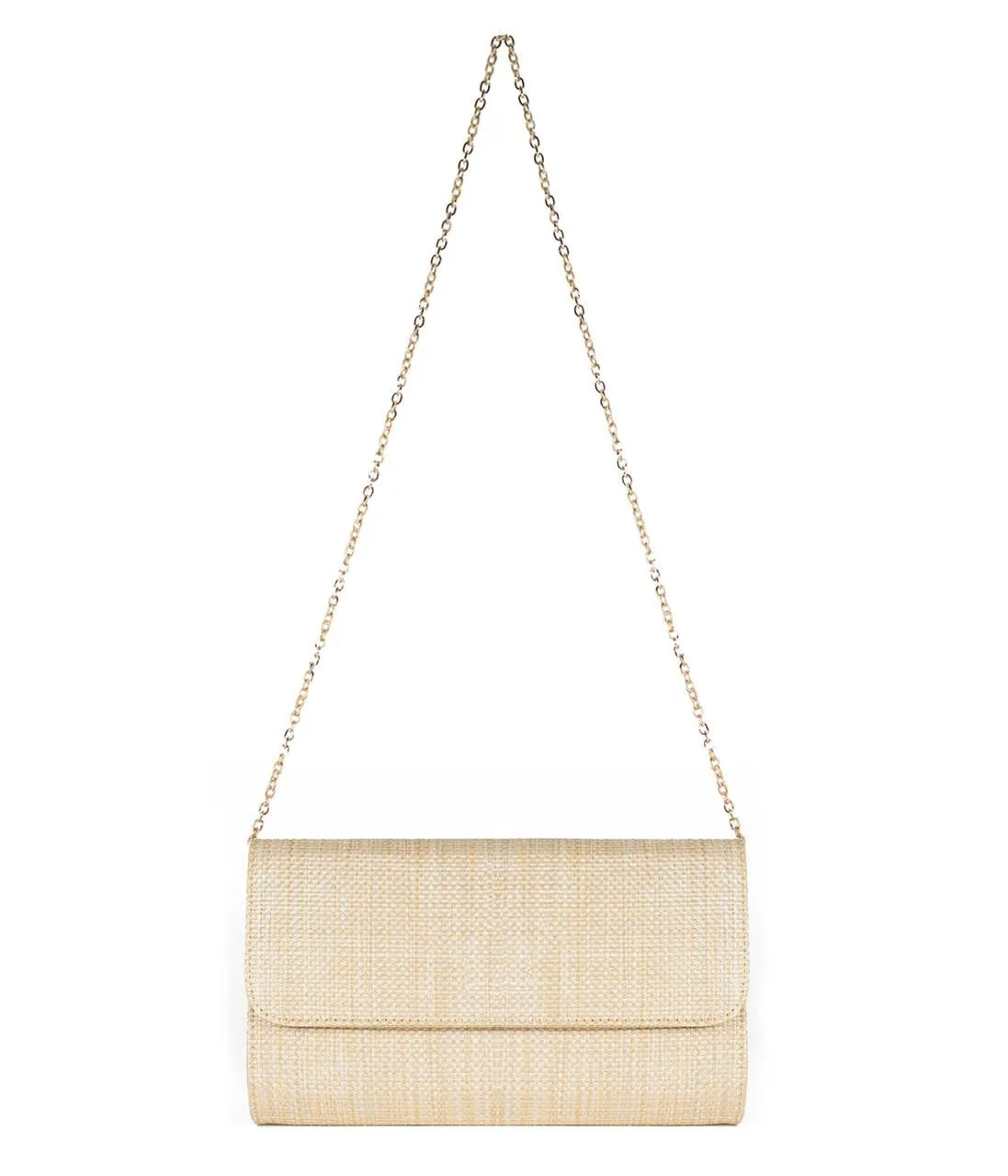 Avery  Straw Clutch - Natural Shell with Natural Raffia Round
