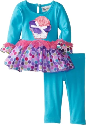 Baby-Girls Newborn Aqua Multi Dot Legging Set