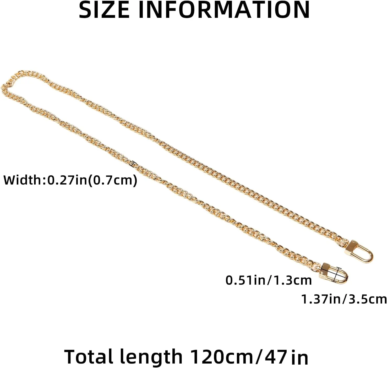 Bag Chain Strap for Handbag Replacement,Gold Purse Chain Accessories Shoulder Straps Crossbody, Wallet Chain with Metal Buckles(Style-2-120CM)