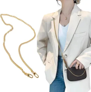 Bag Chain Strap for Handbag Replacement,Gold Purse Chain Accessories Shoulder Straps Crossbody, Wallet Chain with Metal Buckles(Style-2-120CM)