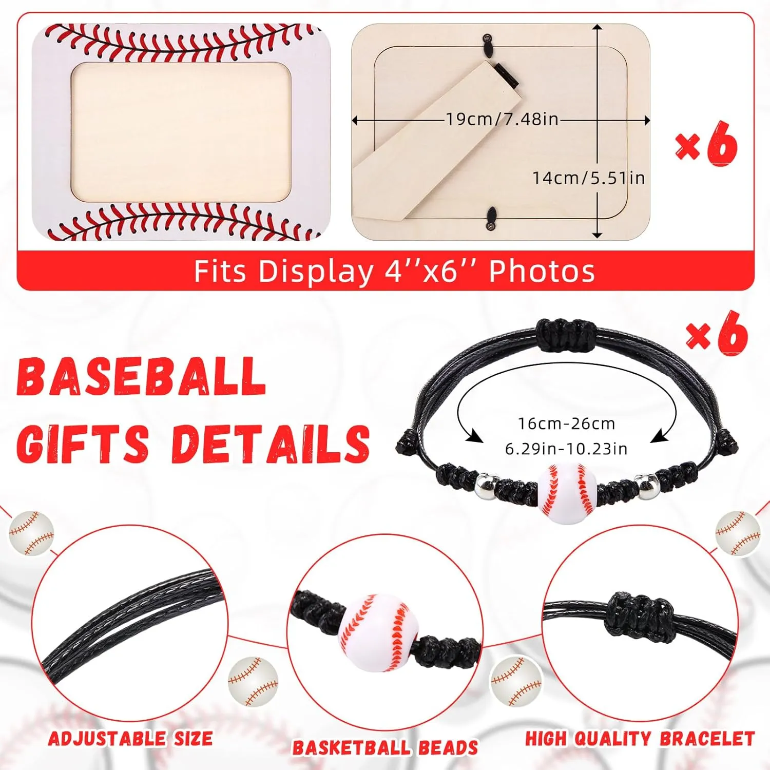 Ball Gifts Sports Theme Party Favors Set Include Photo Frame Plastic Cup Bracelet Keychain Gift Bag for Ball Party Reward Gifts(Baseball)
