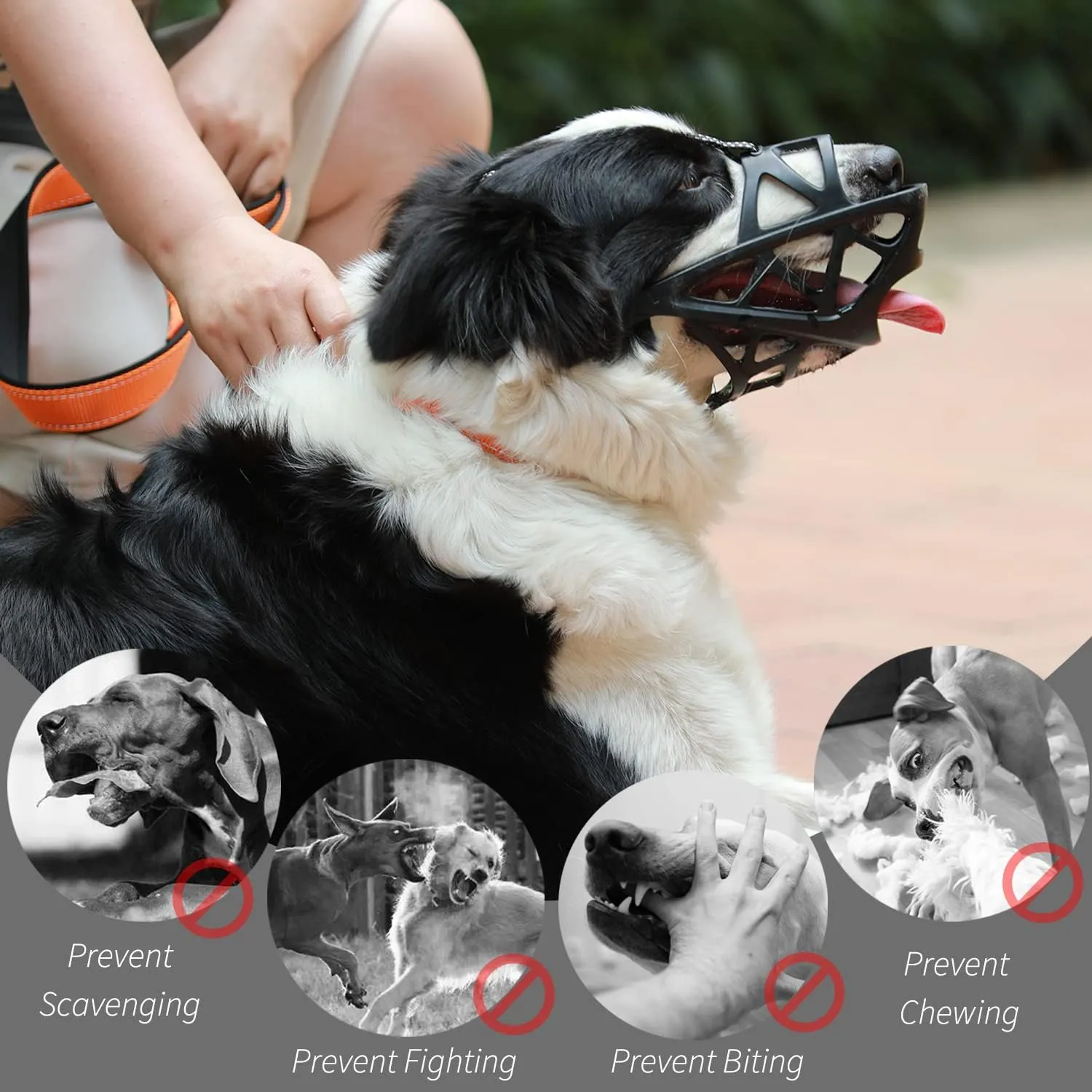 BARKLESS Dog Muzzle, Soft Basket Muzzle for Medium Large Sized Dog Labrador Golden German Shepherd Australian Shepherds, Mouth Guard for Biting Chewing Scavenging, Allow Drinking and Eating