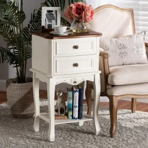 Baxton Studio Nightstands, White/Cherry Brown