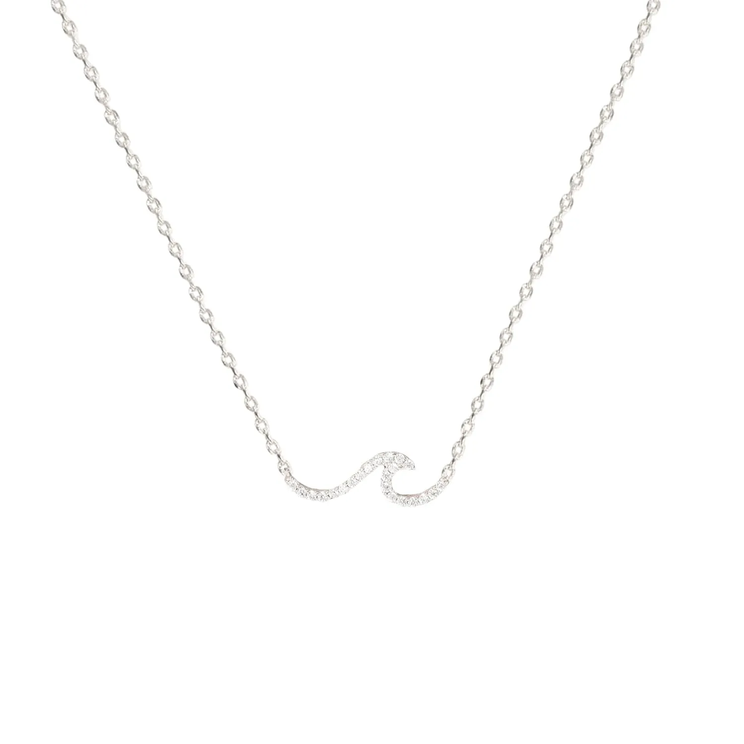 Beach Ocean Lover Necklace For Women, Beach Wave Whale tail Surfing Pendant Necklace 18K Gold Dipped Silver Dainty Beach Necklace (Gold, Cubic Zirconia Wave)