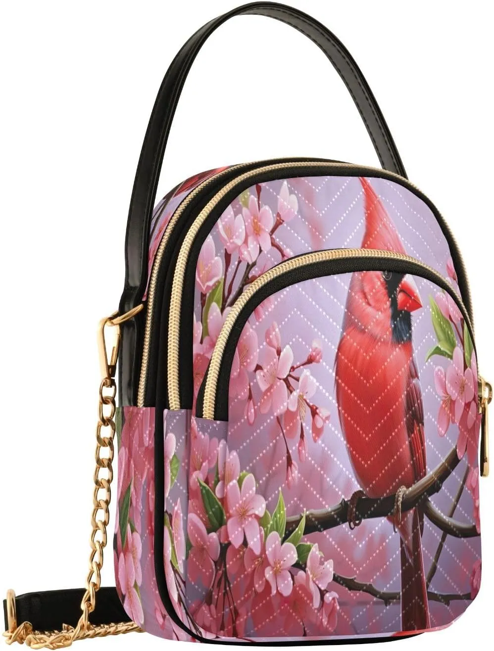 Beautiful Peacocks in Branches with Fruit Small Handbag with Shoulder Strap, Crossbody Shoulder Bags for Women