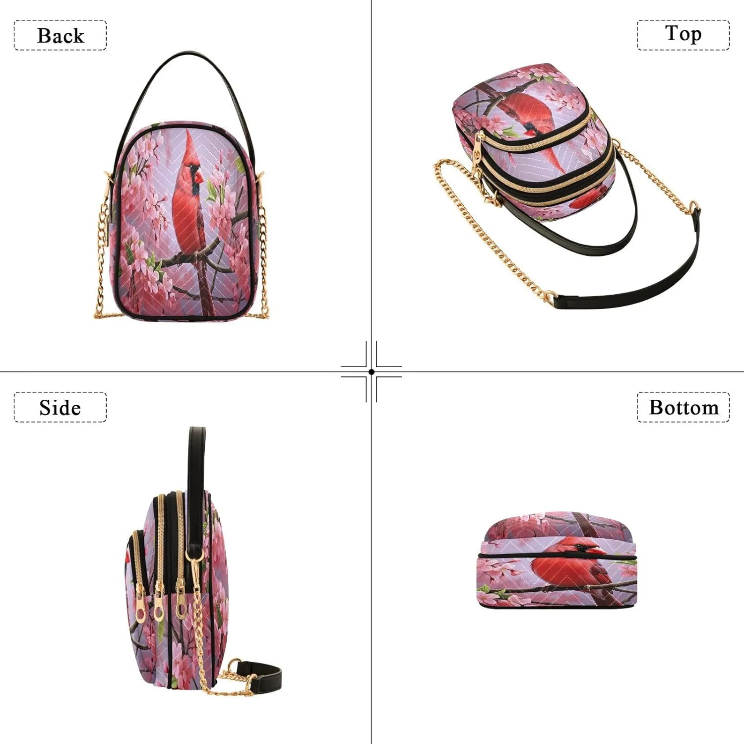 Beautiful Peacocks in Branches with Fruit Small Handbag with Shoulder Strap, Crossbody Shoulder Bags for Women