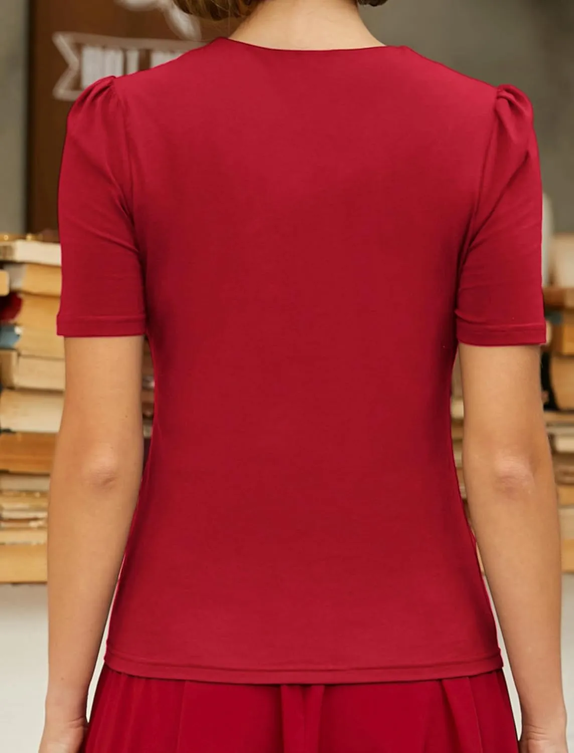 Belle Poque Women’s Hollowed-Out Tops 1950s Retro Vintage Short Sleeve Cotton Blouse